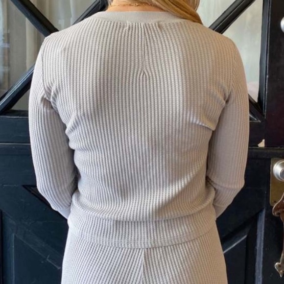 STATESIDE Mini Luxe Thermal Long Sleeve Scoop Neck Harbour (gray) Size L - Picture 2 of 3